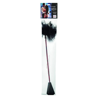 Frusta di piume nera CALEXOTICS SCANDAL, accessorio per giochi di ruolo e spose, con piume morbide e dettagli eleganti.