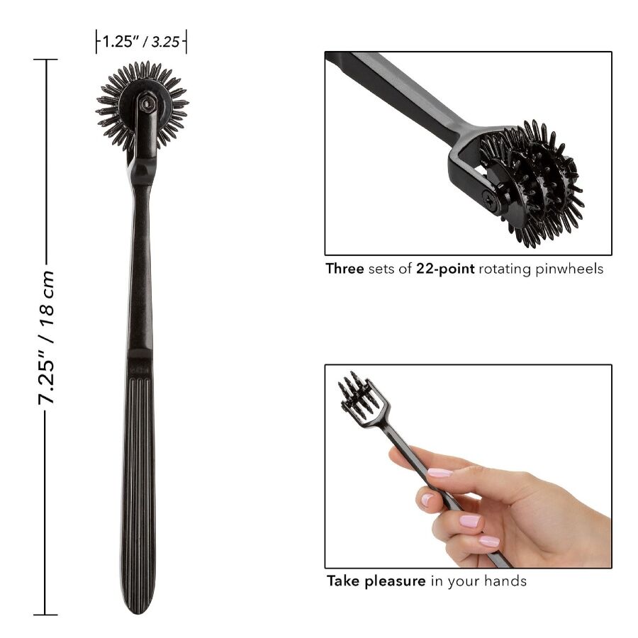 Rullo vibrante Calexotics Scandalo Tripla Ruota del Piacere con tre ruote vibranti per stimolazione intensa, in dettaglio.