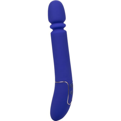 Calexotics ShameLess Slim Thumper Blu, stimolatore vibrante blu con design compatto e dettagli in rilievo, posizionato su sfondo neutro.