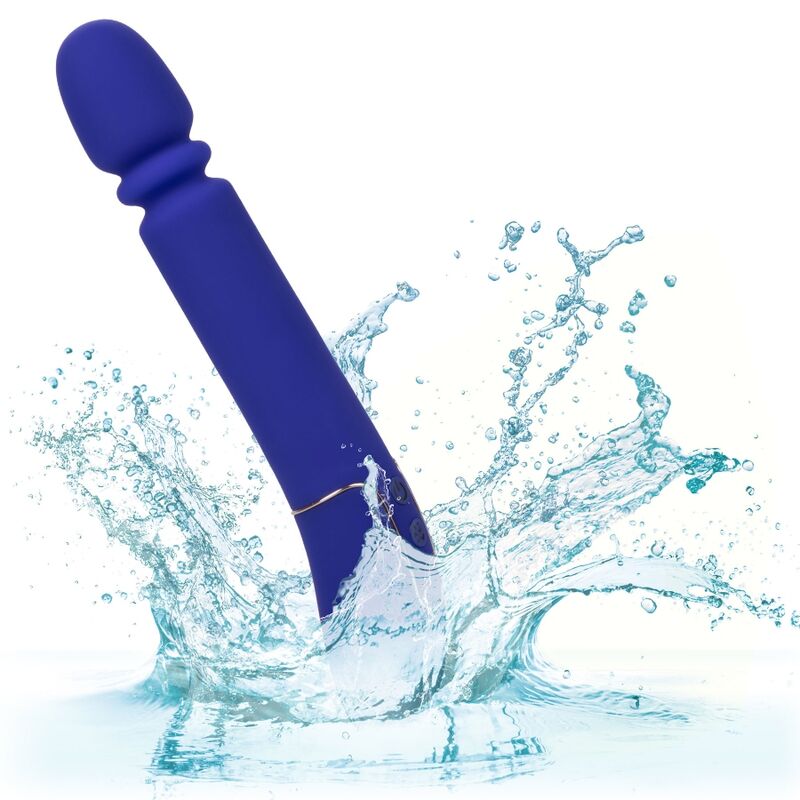 Calexotics ShameLess Slim Thumper blu, stimolatore vibrante compatto con design ergonomico e superficie liscia in dettaglio.