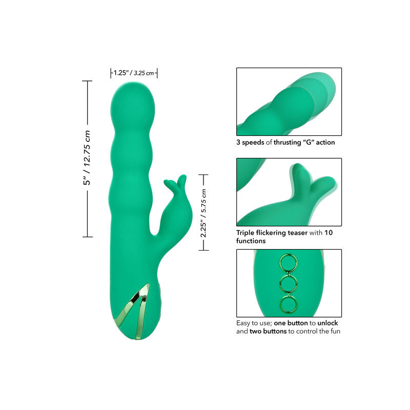 Calexotics Sonoma Soddisfatto Verde, giocattolo sessuale vibrante con design ergonomico e dettagli verdi, ideale per il piacere personale.