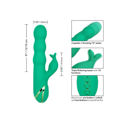 Calexotics Sonoma Soddisfatto Verde, giocattolo sessuale vibrante con design ergonomico e dettagli verdi, ideale per il piacere personale.