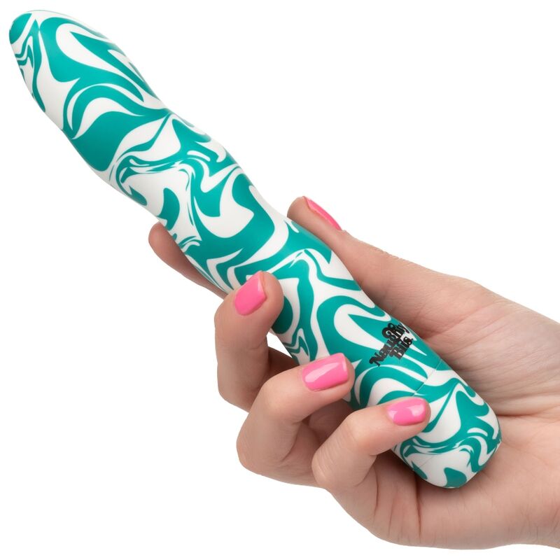 Calexotics Squiggle Dick Personale, giocattolo sessuale in silicone con design curvo e dettagli vibranti, per stimolazione intensa.