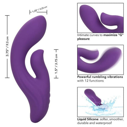 Calexotics Stella Dual Pleaser Viola, vibratore a doppio stimolatore in silicone viola, dettagli realistici e design ergonomico.