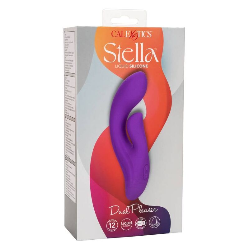 Calexotics Stella Dual Pleaser Viola, sex toy con doppio stimolatore e design elegante, in viola, visibile in immagine.