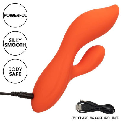 Calexotics Stella Dual Teaser arancione, sex toy con doppio stimolatore in silicone, dettagliato e colorato.