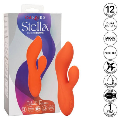 Calexotics Stella Dual Teaser arancione, vibratore a doppia stimolazione con design ergonomico e dettagli colorati.