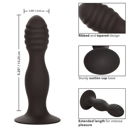 Calexotics Studio Anale a Costine, giocattolo sessuale in silicone con decorazioni a costine per stimolazione anale, nero.