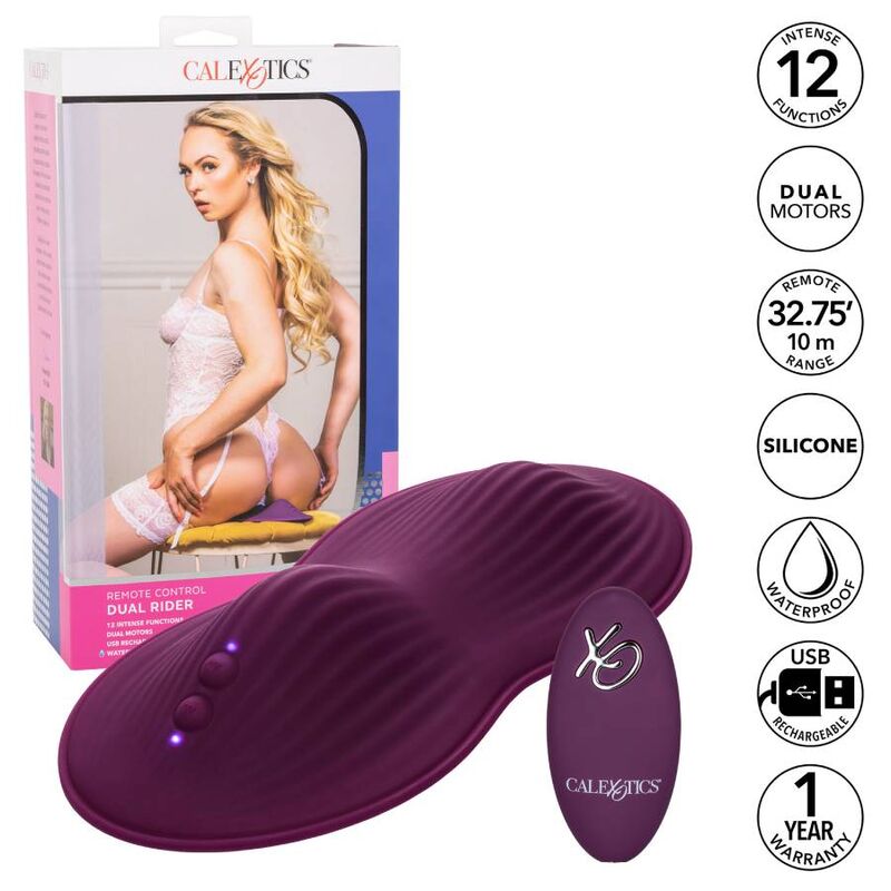 Telecomando dual rider CALEXOTICS con pulsanti e display, frontale e dettagliato, per controllo sicuro e facile.