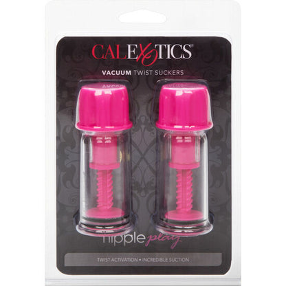 Calexotics coppetta di aspirazione rosa per capezzoli, con design twist e vacuum, per stimolazione e piacere sensoriale.