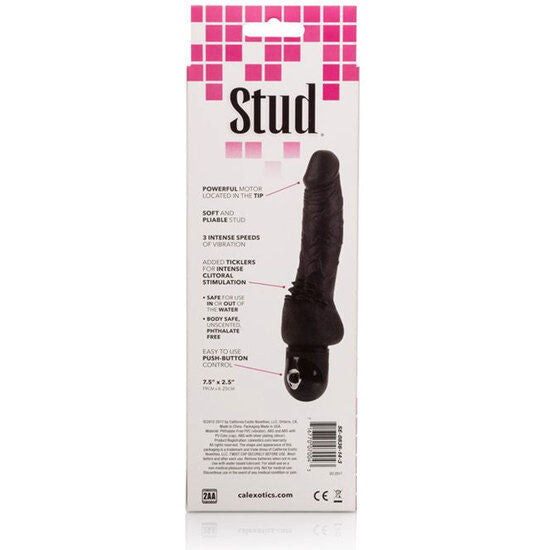 Vibratore nero Power Stud Cliterrific di CALEXOTICS, robusto e dettagliato, visibile in questa immagine.