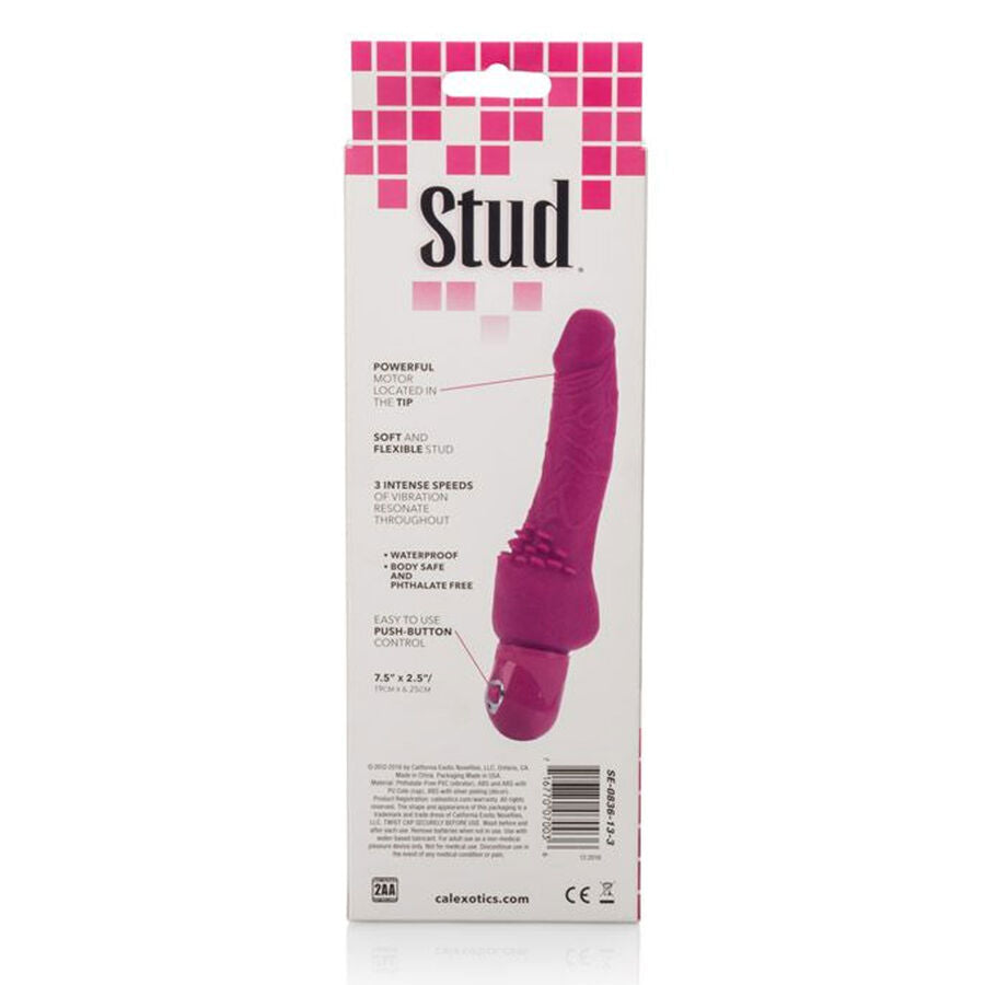 Vibratore rosa Power Stud Cliterrific di CALEXOTICS, design compatto e dettagliato, mostrato in primo piano su sfondo neutro.