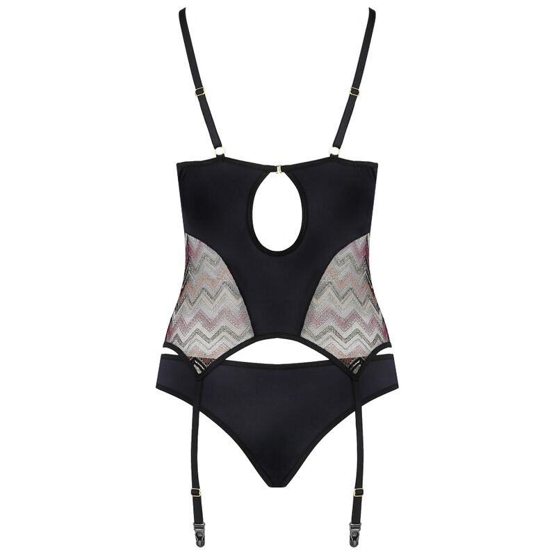 Corsetto Casmir Lagerta in taglia L/XL, dettagli in pizzo nero, parte superiore aderente e sottofondo modellante.