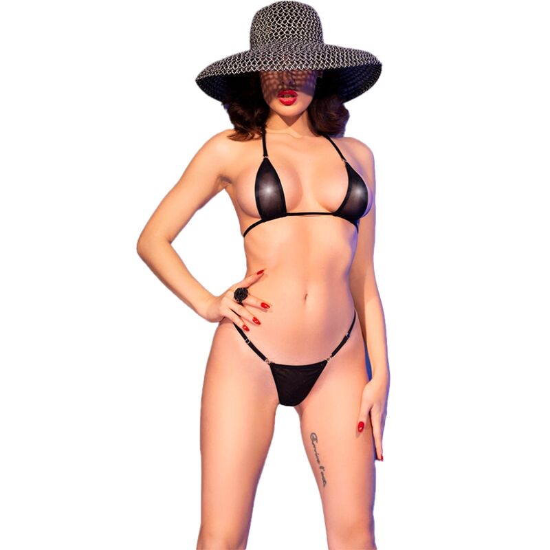 Bikini micro nero CHILIROSE CR 4840 della linea Summer, taglia S/M, con dettagli eleganti e tessuto aderente.