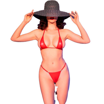 Costume da bagno micro bikini rosso CHILIROSE CR 4840, tessuto elastico, taglia S/M, perfetto per l'estate e il mare.