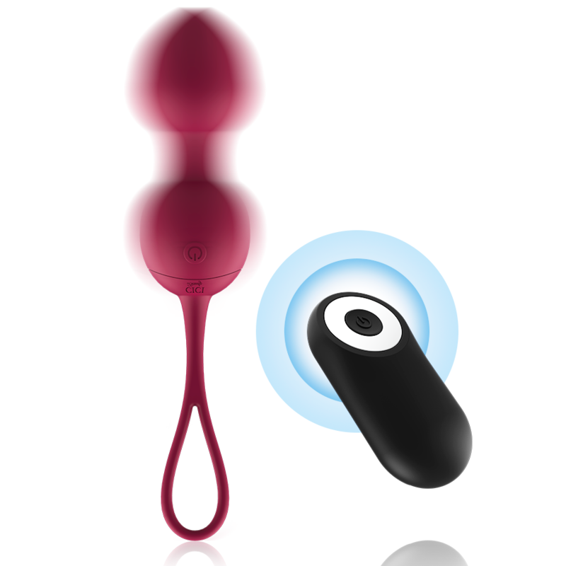 Perline vibranti Kegel in silicone CICI BEAUTY con telecomando, design elegante e superficie liscia.
