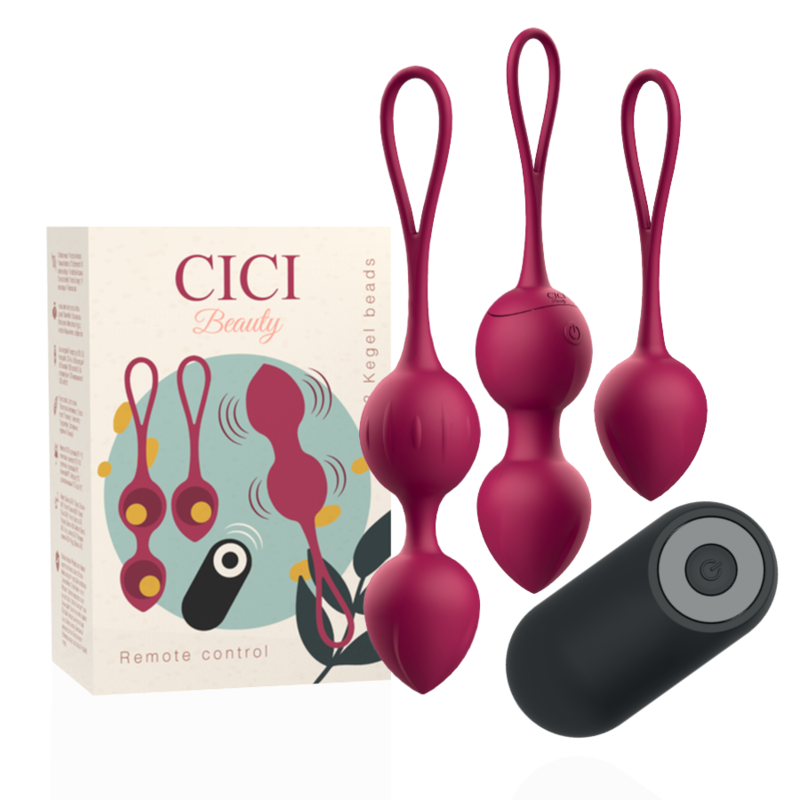 Dispositivo CICI BEAUTY silicone con tre perline vibranti e telecomando, prodotto di bellezza e benessere femminile.