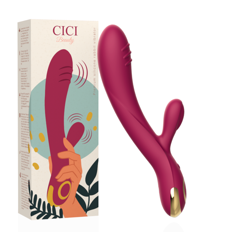 Vibratore coniglio in silicone premium CICI BEAUTY, dettagli morbidi e design ergonomico, visibile in prima piano nell'immagine.