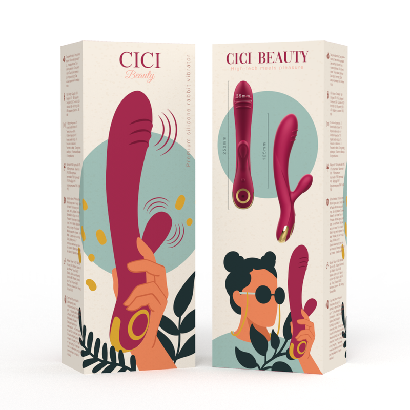 Vibratore coniglio in silicone premium CICI BEAUTY, dettaglio del design elegante e morbido materiale in foto.