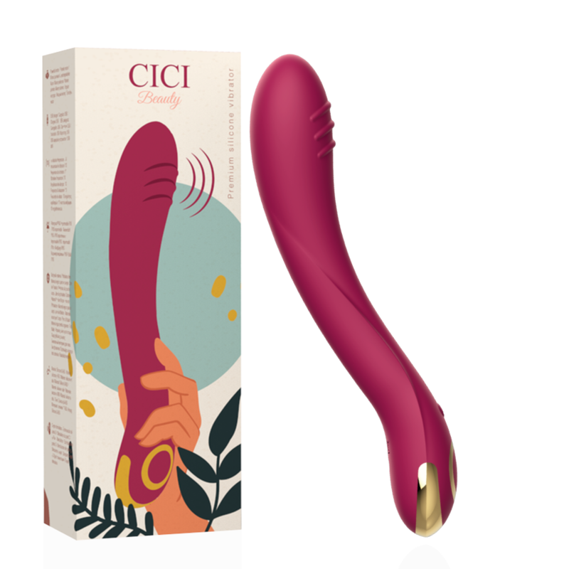Vibratore del punto G in silicone premium di CICI BEAUTY, mostra la forma ergonomica e dettagli morbidi del dispositivo.