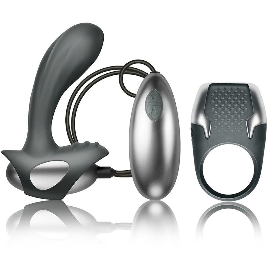 Set CLIMAXIMUM Excite con anello per il pene e massaggiatore prostatico con filo, design ergonomico e funzioni stimolanti.