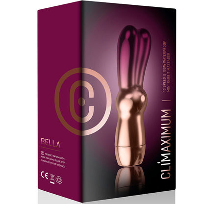 Vibratore a proiettile CLIMAXIMUM Bella Bunny in silicone rosa con design compatto e dettagli realistici.