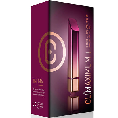 Vibratore a proiettile CLIMAXIMUM con rossetto tremante, design elegante e dettagli colorati, ideale per stimolazione precisa.