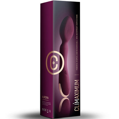 Vibratore Aurora Wand di CLIMAXIMUM con impugnatura ergonomica e testa flessibile, ideale per stimolazione rilassante e intensa.