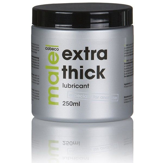 Lubrificante maschile COBECO Extra Spessore da 250ml, gel trasparente e viscoso per maggiore comfort e lubrificazione.