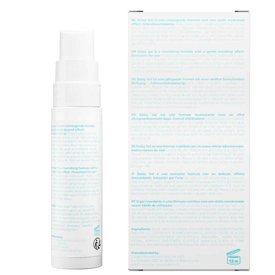 Gel ritardo per uomo COBECO VIAGEL, contenuto da 30 ml, con confezione e etichetta visibile.