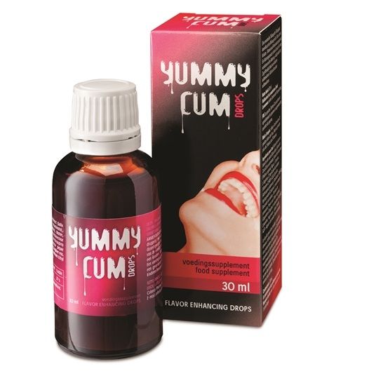 Bottiglia di gocce di sperma deliziose COBECO Pharma da 30ml, con etichetta e dettagli del prodotto.