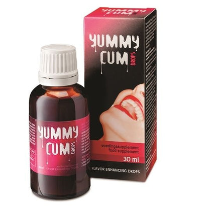 Bottiglia di gocce di sperma deliziose COBECO Pharma da 30ml, con etichetta e dettagli del prodotto.