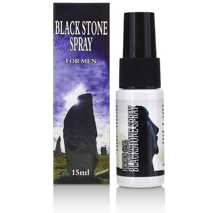 Spray ritardante COBECO Pharma Pietra Nera per uomo, flacone da 15ml, con etichetta nera e dettagli del prodotto visibili