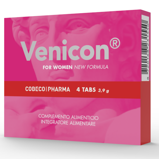 Capsule COBECO Venicon per la libido femminile, integratore naturale contenente 4 capsule, prodotto di COBECO PHARMA.