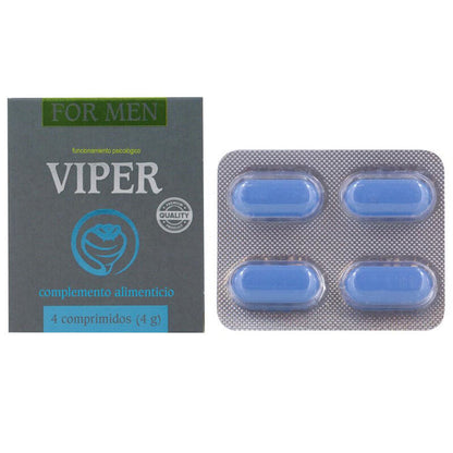 Integratore COBECO Viper per uomo, 4 compresse, confezione con blister di integratori naturali per la salute maschile