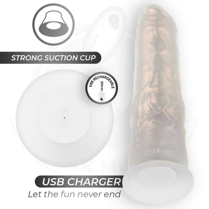 Dildo con ventosa, luci e vibrazione della marca Cock Miller, bianco, 19,5 cm, telecomando incluso.