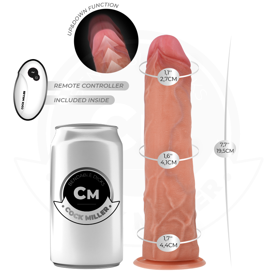 Dildo iperrealistico COCK MILLER con ventosa, telecomando, 19,5 cm, dettagli realistici e stimolazione avanzata