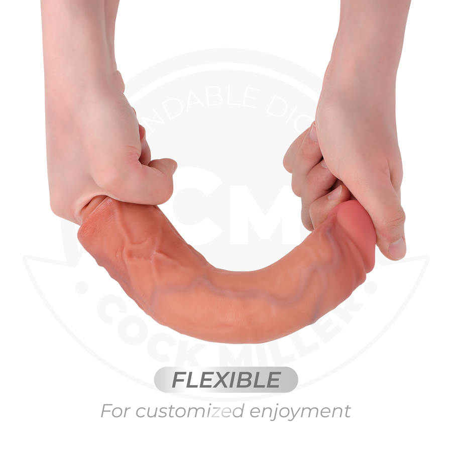 Dildo realistico COCK MILLER con ventosa, telecomando e vibrazione, lungo 20,5 cm, in dettaglio.