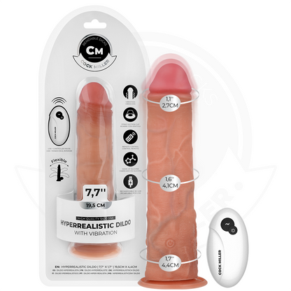 Dildo realistico COCK MILLER con ventosa e telecomando, lunghezza 19,5 cm, dettagli realistici e superficie liscia.