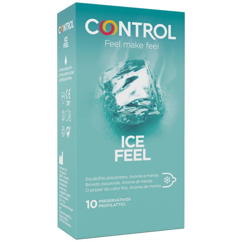 Confezione di 10 preservativi CONTROL Effetto Ice Feel Cool, con effetto rinfrescante, marca CONTROL CONDOMS.
