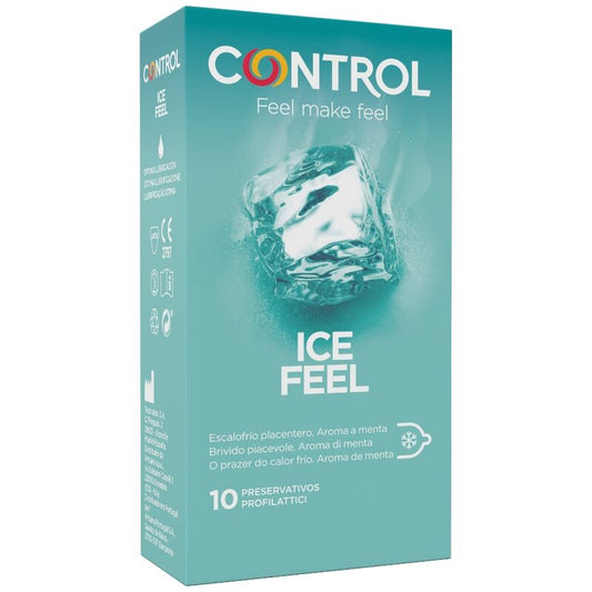 Confezione di 10 preservativi CONTROL Effetto Ice Feel Cool, con effetto rinfrescante, marca CONTROL CONDOMS.
