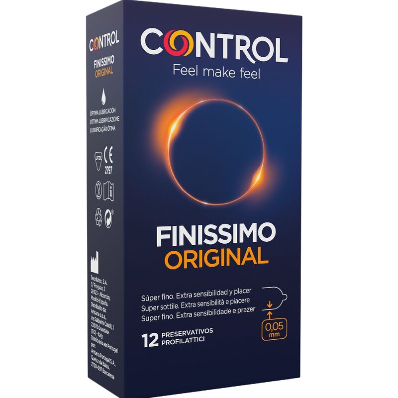 Condomini CONTROL FINISSIMO CONTROL CONDOMS, 12 pezzi, confezione con profilato sottile e discreto.