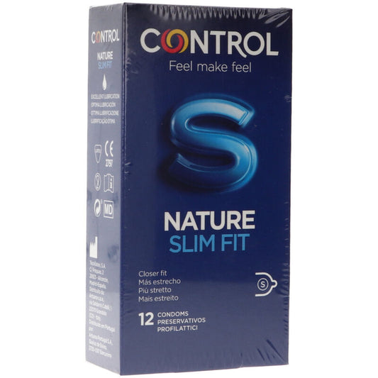Confezione di 12 preservativi CONTROL NATURE Slim Fit, profilati e sottili, in confezione da 12 unità, per maggiore comfort e sensibilità