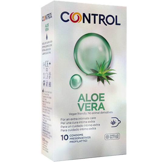 Preservativi CONTROL con aloe vera, confezione da 10 pezzi, con lubrificazione naturale, ideale per maggiore comfort e protezione