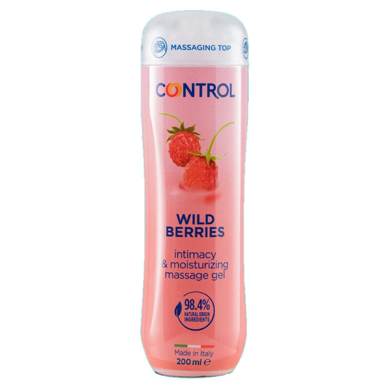 Gel da massaggio 3 in 1 CONTROL LUBES Frutti di Bosco, 200 ml, con texture morbida e profumo fruttato per relax e benessere.