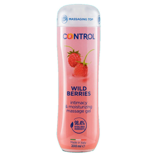 Gel da massaggio 3 in 1 CONTROL LUBES Frutti di Bosco, 200 ml, con texture morbida e profumo fruttato per relax e benessere.