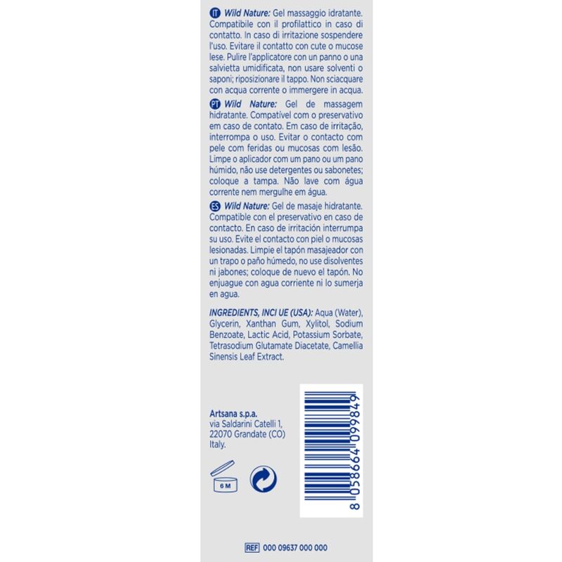 Gel da massaggio CONTROL Wild Nature 3 in 1, naturale, idratante e rilassante, in flacone da 200 ml, marca CONTROL LUBES.