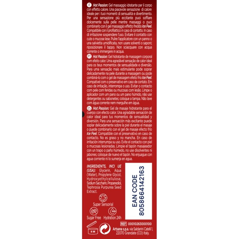Gel HOT PASSION 3 in 1 di CONTROL LUBES, flacone da 200 ml, con formula versatile per massaggi e piacere.
