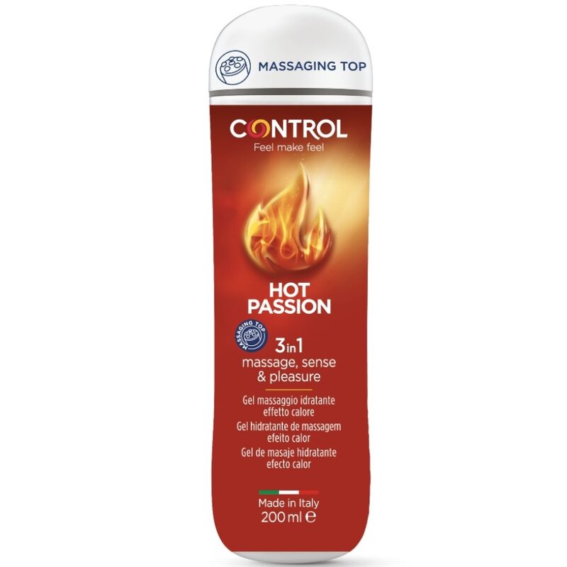 Gel intimo CONTROL Hot Passion 3 in 1 da 200 ml, lubrificante e stimolante, con formula versatile per piacere e comfort.
