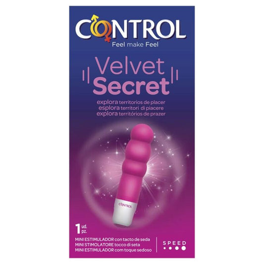 Stimolatore mini Velvet Secret di CONTROL TOYS, dispositivo compatto e elegante per piacere e relax.